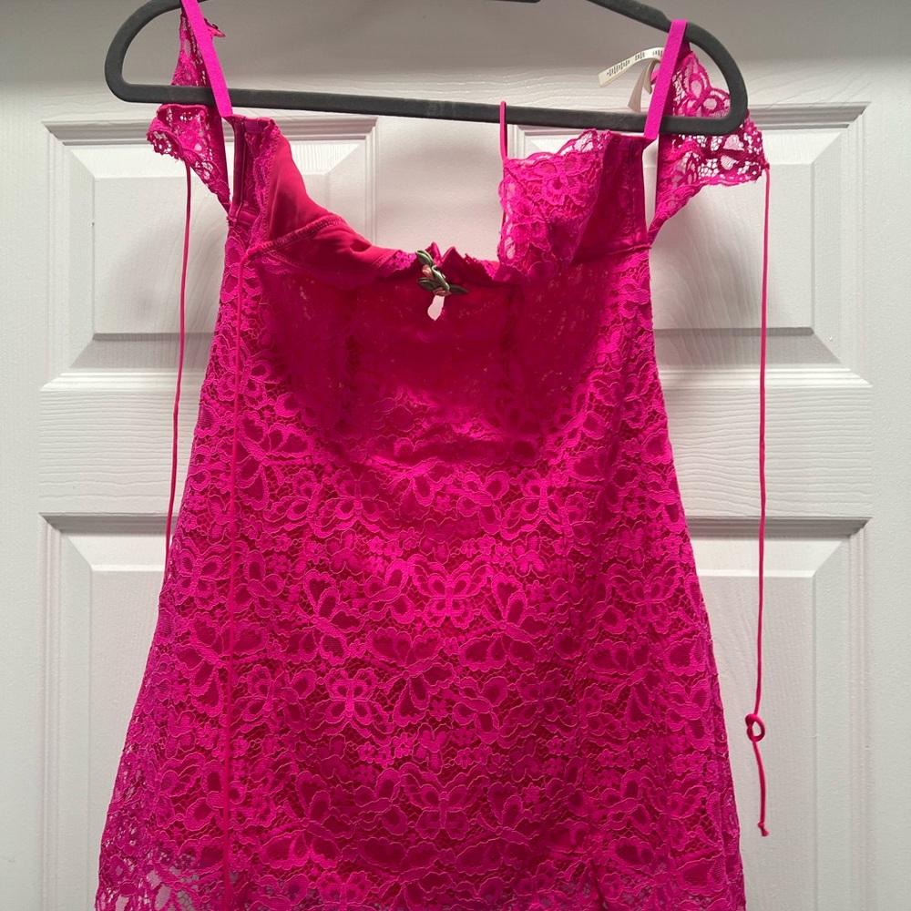 Elegant Hot Pink Lace Dress